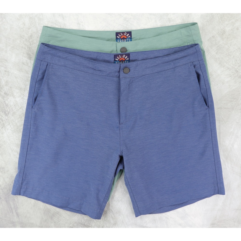 Faherty All Day 2.0 Shorts Lot of 2 Mens 36 Blue & Green Performance Bundle